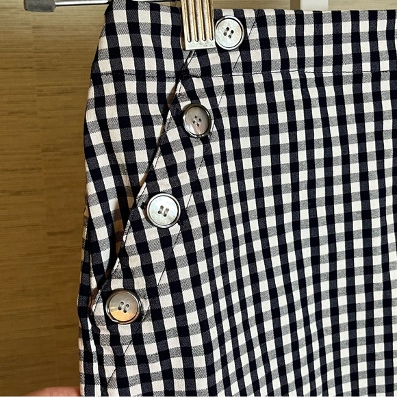 J. McLaughlin Skirt Gingham Navy Pencil Women’s Size 2 Classic Pockets Straight - Picture 2 of 4